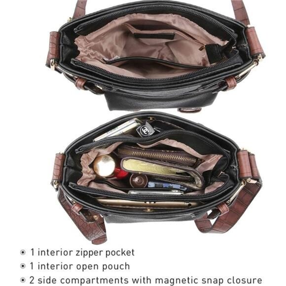 Women Lightweight Crossbody Bags Soft Vegan Leather Messenger Bag - Picture 5 of 7